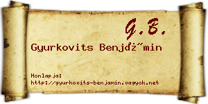 Gyurkovits Benjámin névjegykártya